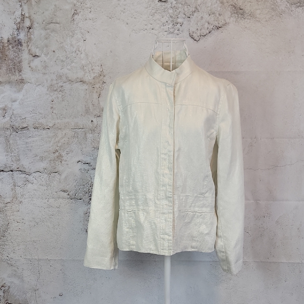 Sigrid Olsen Jacket Linen Shimmer White Womens Size 8